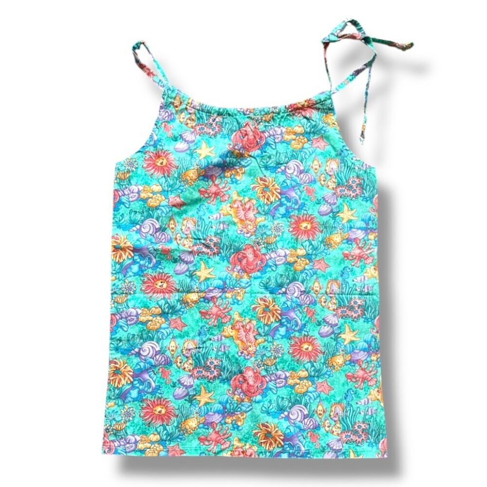 Vintage Handmade Colorful Beach Ocean Themed Tank Top Women's Size Small Kidcore